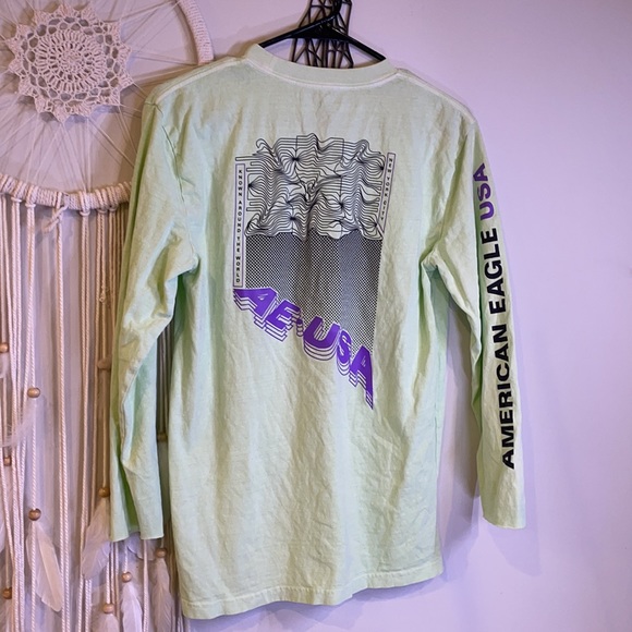 American Eagle | Lime Green Graphic Long Sleeve - Picture 9 of 10